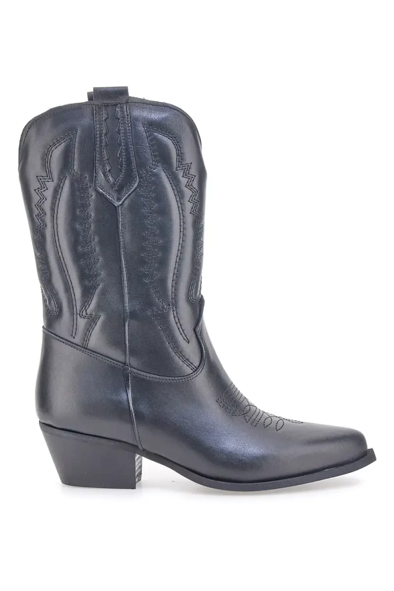 Stivaletti texani neri in vera pelle ricamati Pittarello love TEX4090 [NERO]