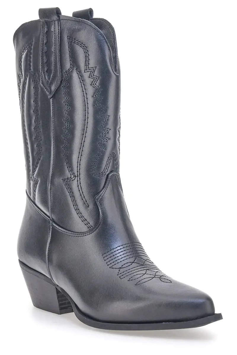 Stivaletti texani neri in vera pelle ricamati Pittarello love TEX4090 [NERO] miniatura 2
