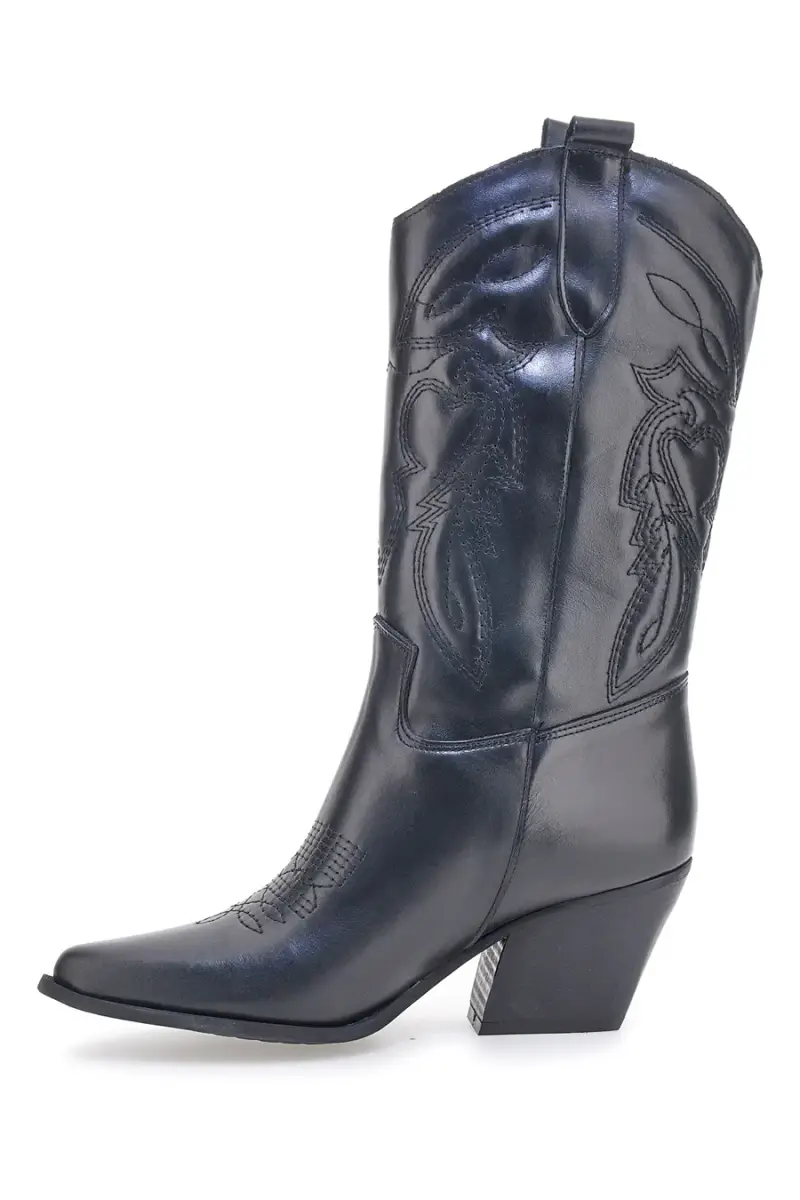 Stivaletti texani neri in vera pelle ricamati Pittarello love TEX901RN [NERO] miniatura 4