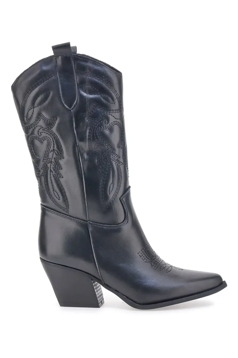 Stivaletti texani neri in vera pelle ricamati Pittarello love TEX901RN [NERO]