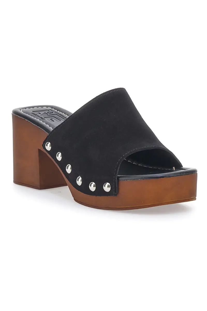 Zoccoli Neri in Vera Pelle con Tacco Effetto Legno PITTARELLO LOVE 4850 [NERO] miniatura 2