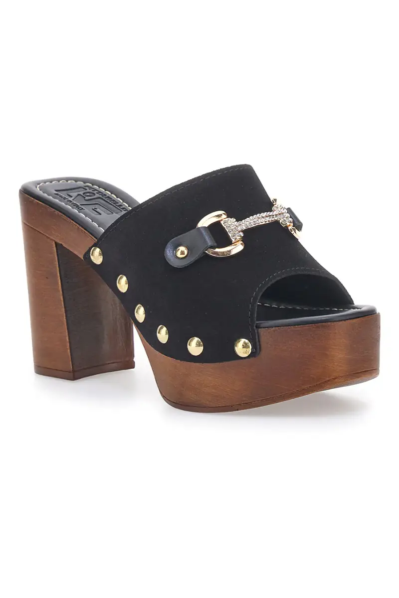 Zoccoli sabot neri con borchie e tacco largo effetto legno Pittarello Love 405011/P [NERO] miniatura 2