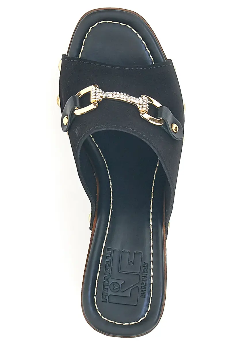 Zoccoli sabot neri con borchie e tacco largo effetto legno Pittarello Love 405011/P [NERO] miniatura 3