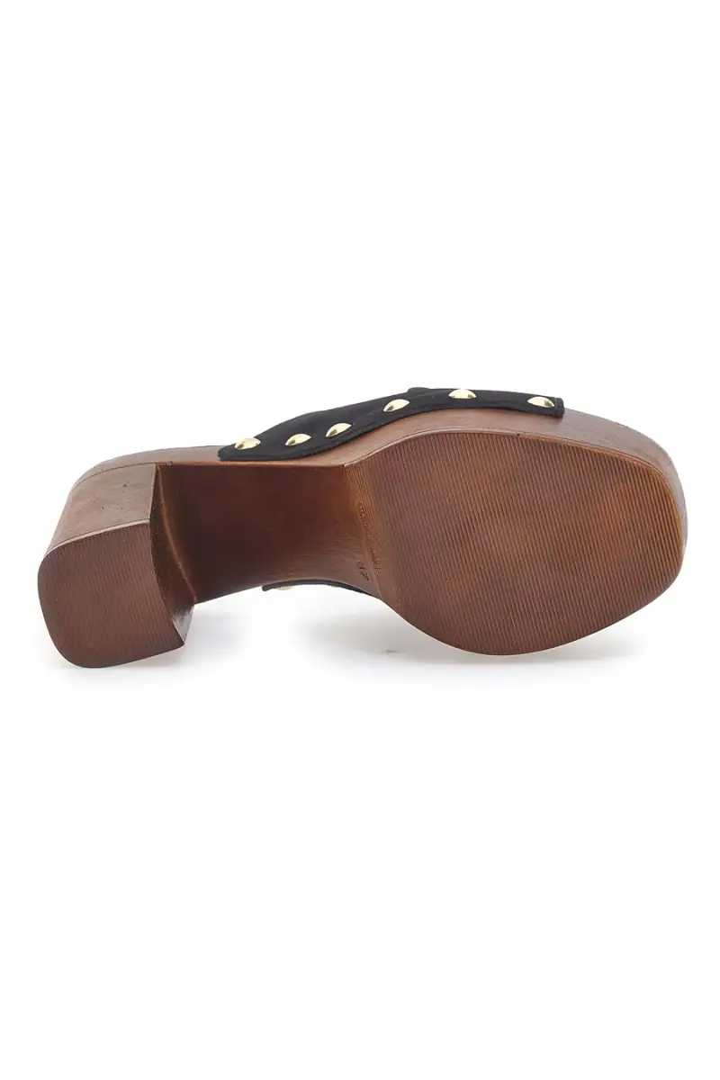 Zoccoli sabot neri con borchie e tacco largo effetto legno Pittarello Love 405011/P [NERO] miniatura 5