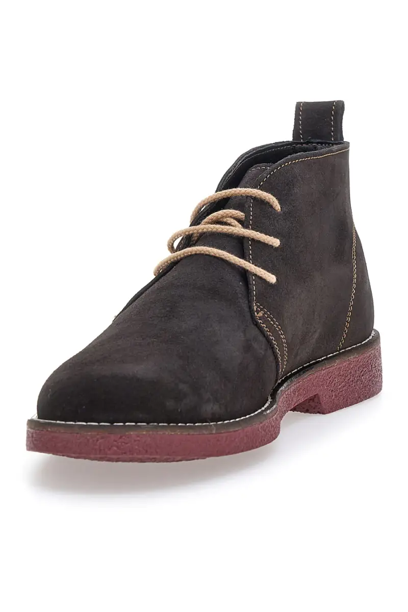 Polacchini marroni in vera pelle con suola bordeaux Pittarello 322 [TESTA DI MORO] miniatura 3