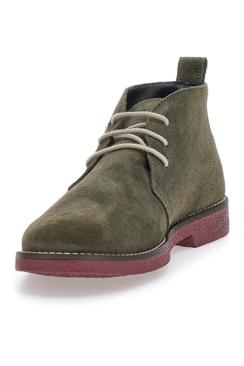 Polacchini verdi in vera pelle con suola bordeaux Pittarello 322 [VERDE] miniatura 4