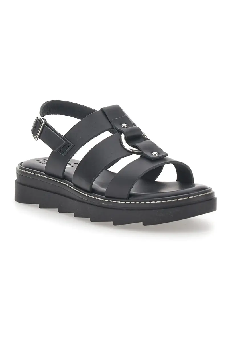 Sandali Neri In Pelle 100% Eco Friendly Pittarello Rock 5835 [NERO] miniatura 3