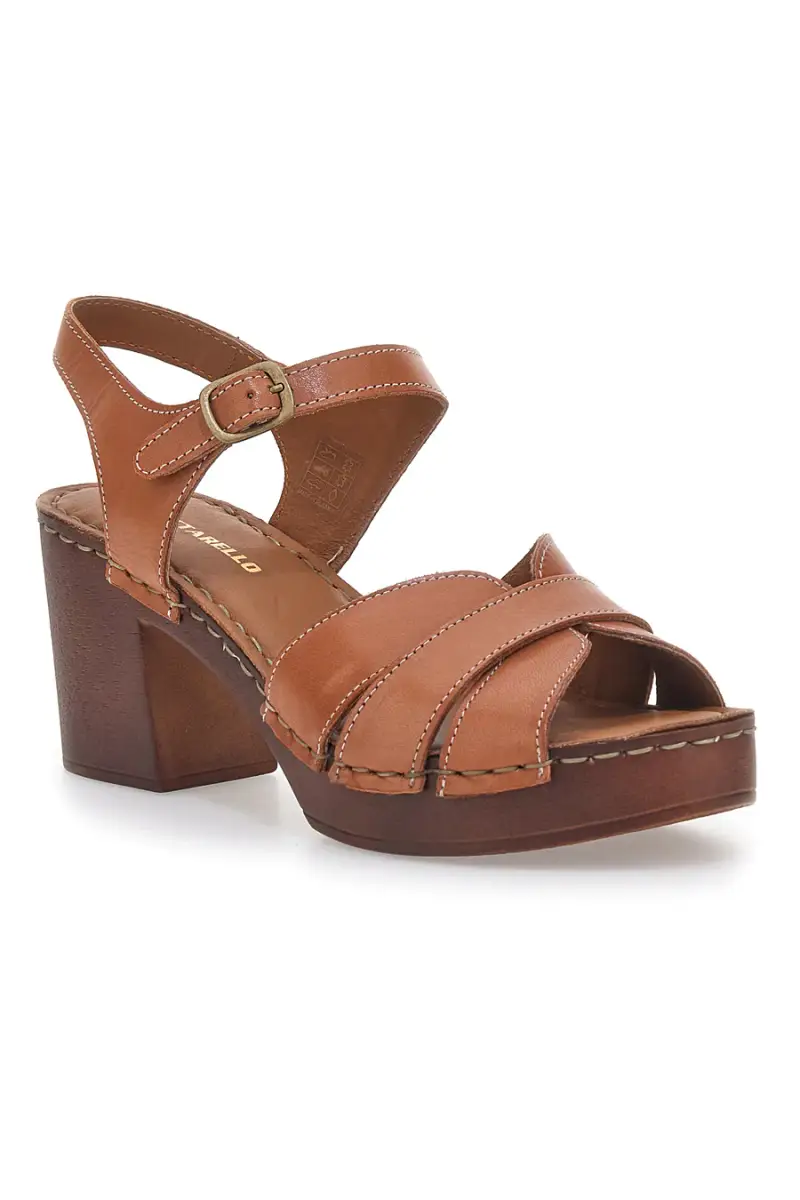 Sandali Marroni con Tacco a Blocco e Tomaia in Pelle PITTARELLO 1146209 [HONEY] miniatura 2