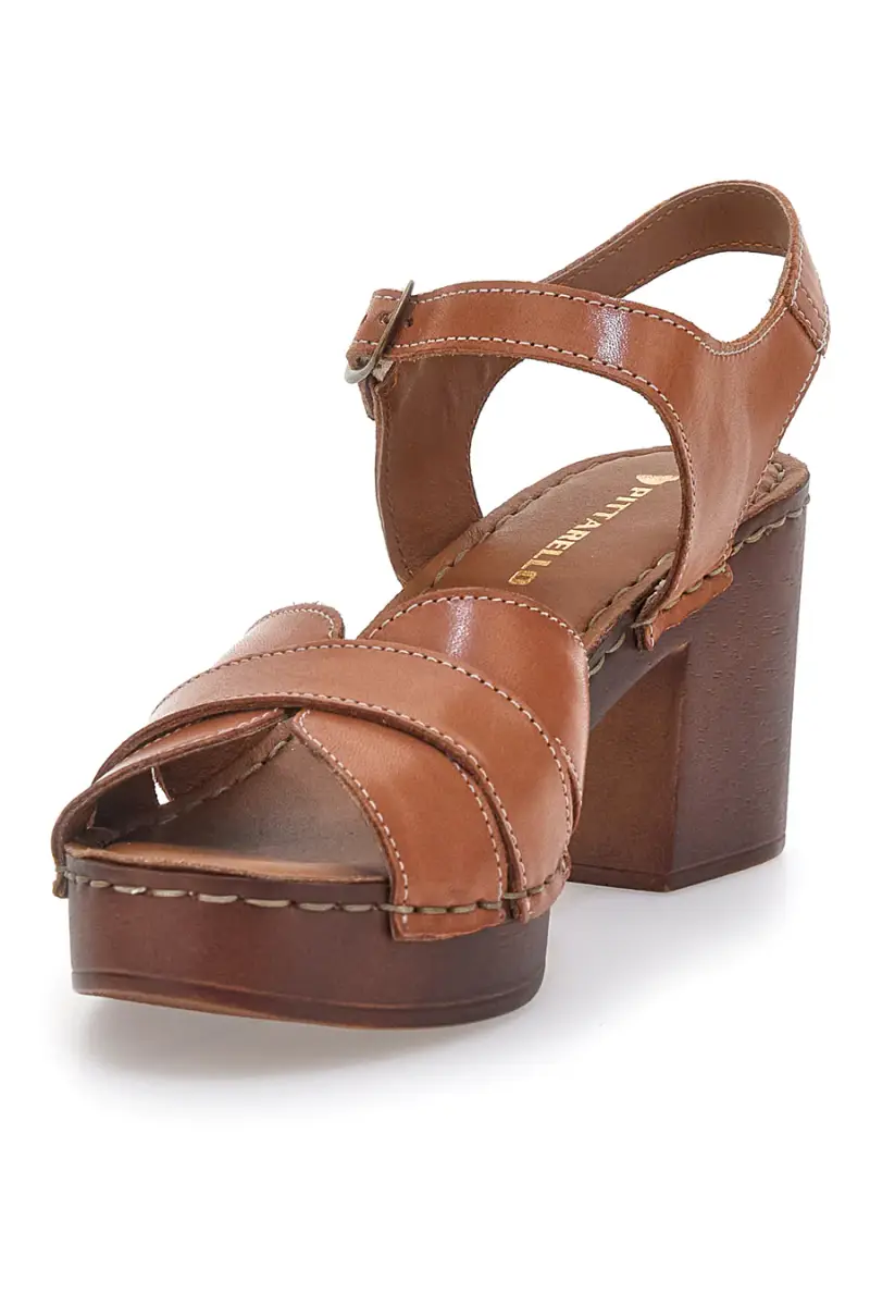 Sandali Marroni con Tacco a Blocco e Tomaia in Pelle PITTARELLO 1146209 [HONEY] miniatura 3