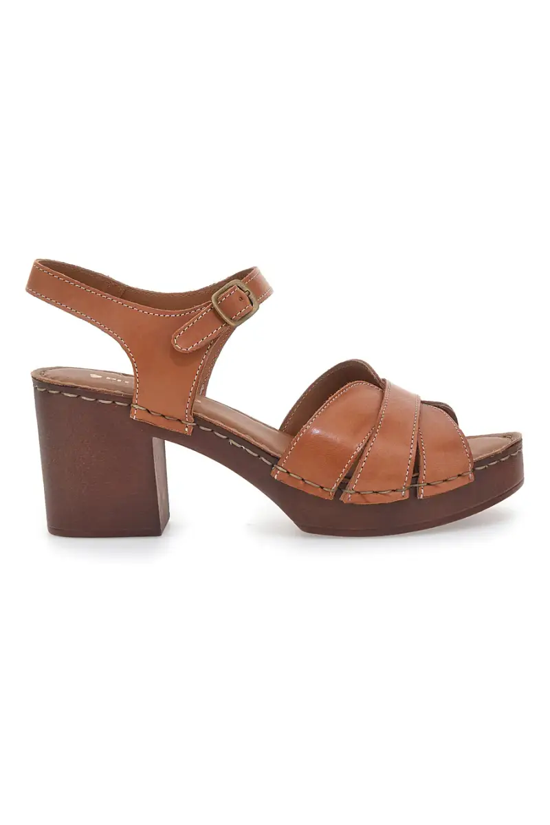 Sandali Marroni con Tacco a Blocco e Tomaia in Pelle PITTARELLO 1146209 [HONEY]