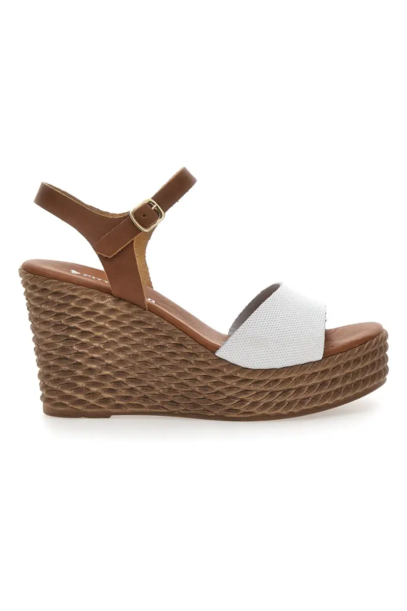 Sandali Marroni con Zeppa in Vera Pelle PITTARELLO 5621504 [CUOIO]