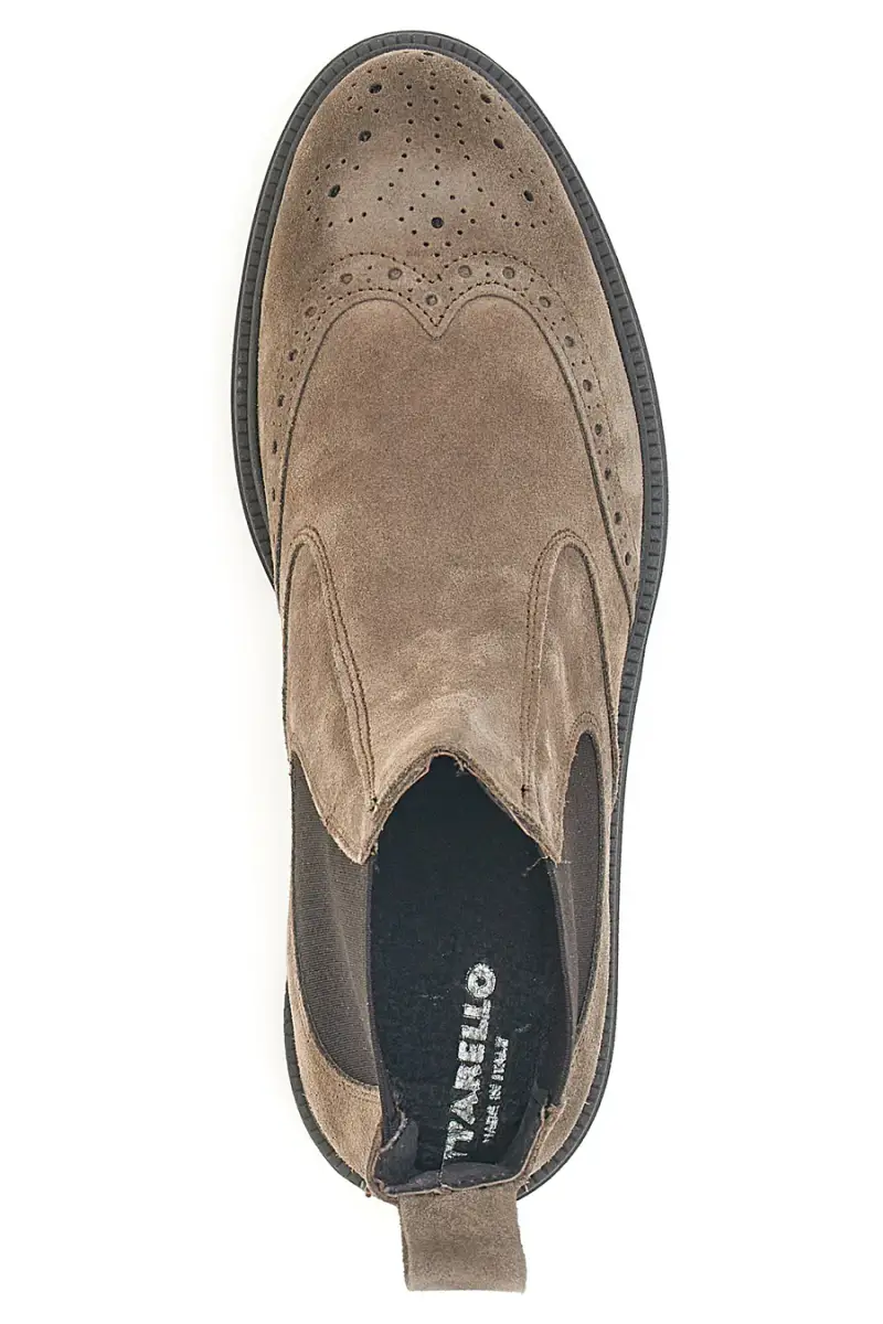 Stivaletti Beatles tortora in camoscio con lavorazione brogue Pittarello [TORTORA] miniatura 3