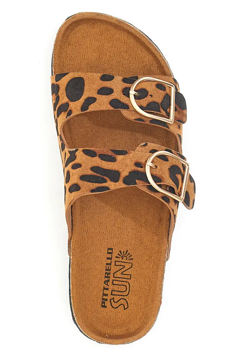 Ciabatte leopardate con doppia fibbia e plantare anatomico PITTARELLO SUN SR007 [CAMEL] miniatura 3
