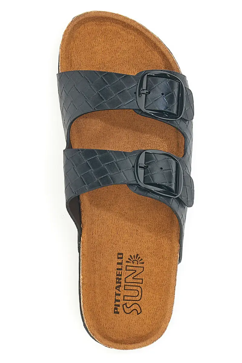 Ciabatte nere effetto pitonato con doppia fibbia PITTARELLO SUN SR006 [NERO] miniatura 3