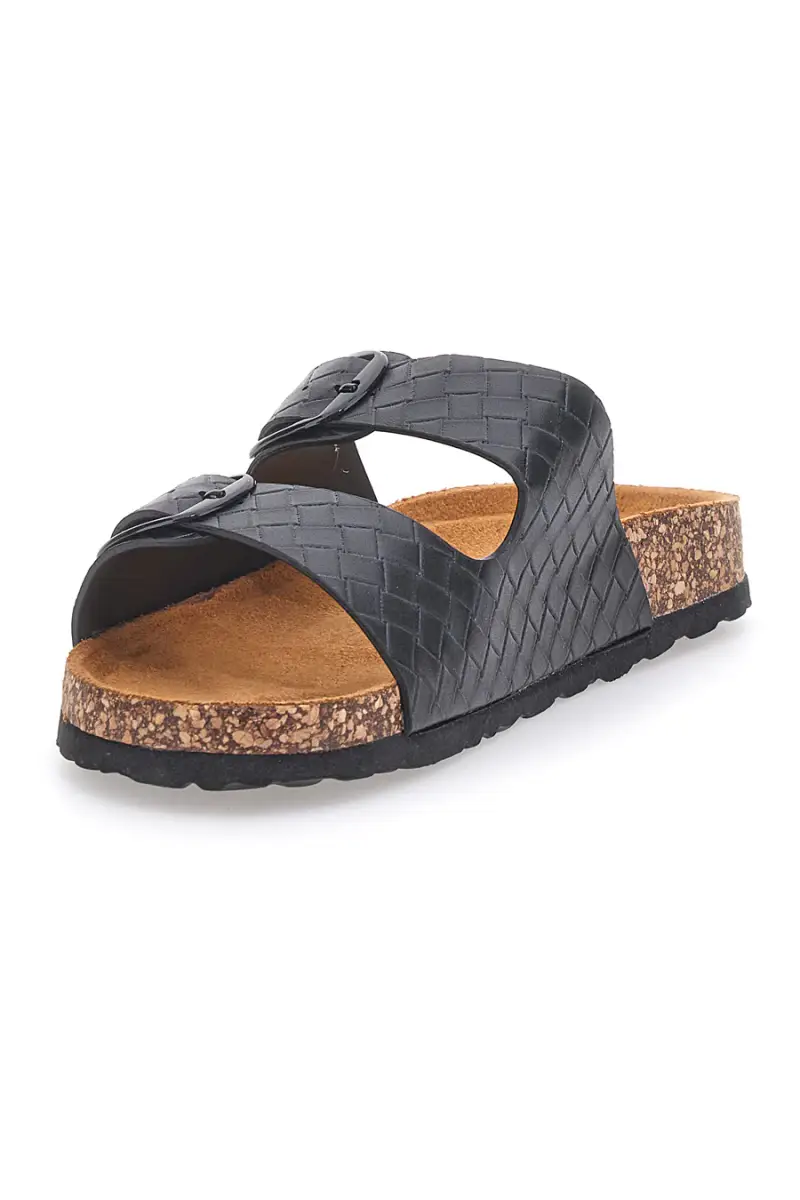 Ciabatte nere effetto pitonato con doppia fibbia PITTARELLO SUN SR006 [NERO] miniatura 4