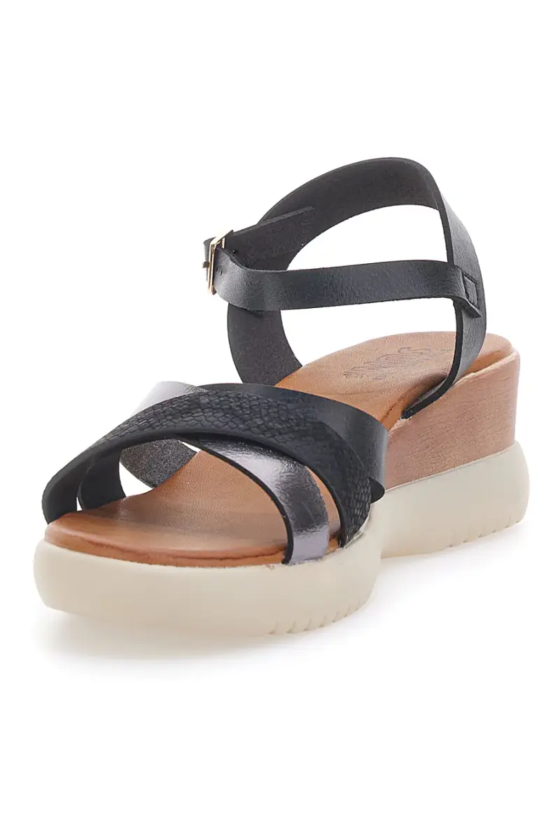 Sandali con zeppa bassa e fasce nere incrociate PITTARELLO SUN FW10172 [NERO] miniatura 3