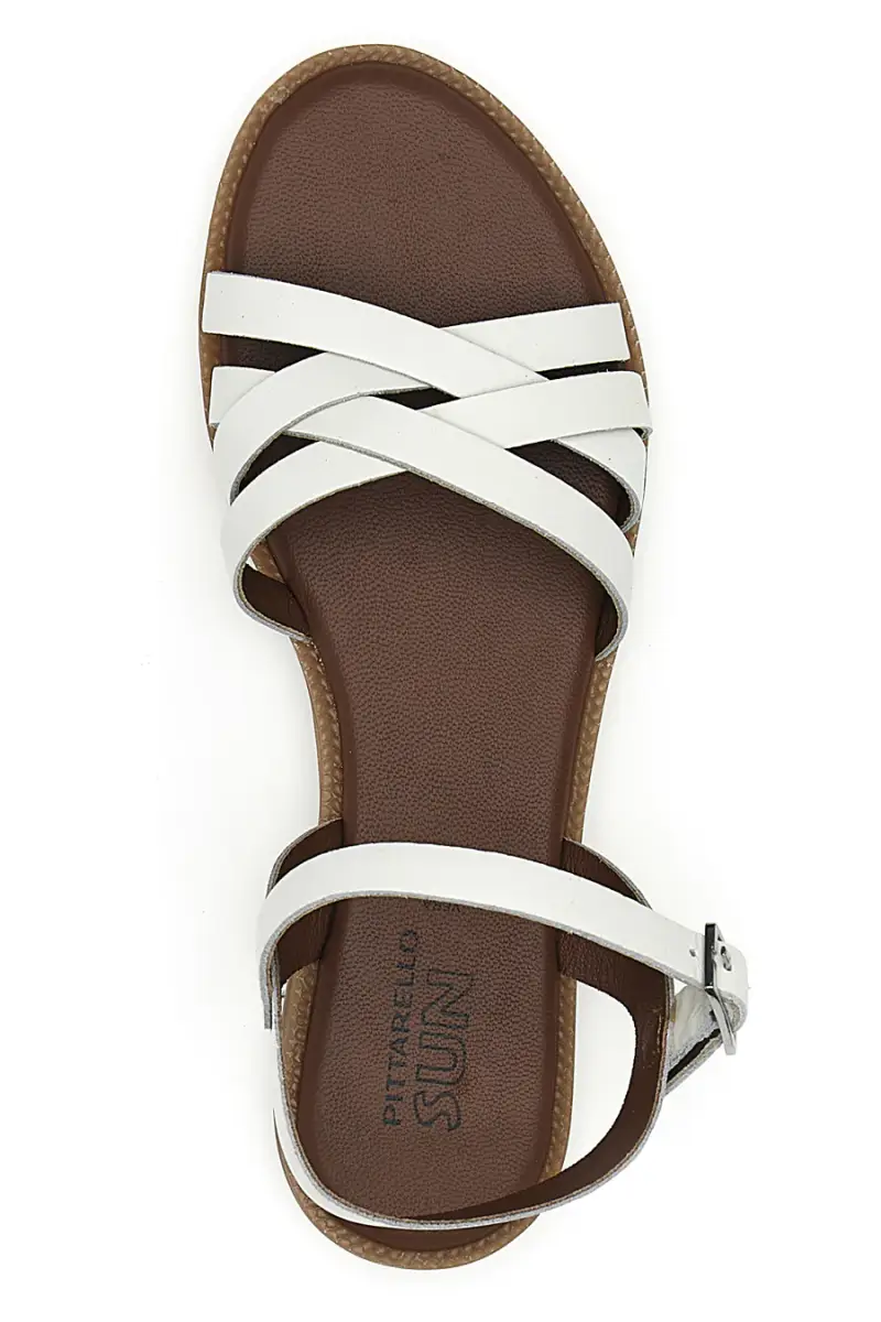 Sandali in vera pelle intrecciati con cinturino alla caviglia Pittarello Sun DS02 [BIANCO] miniatura 3