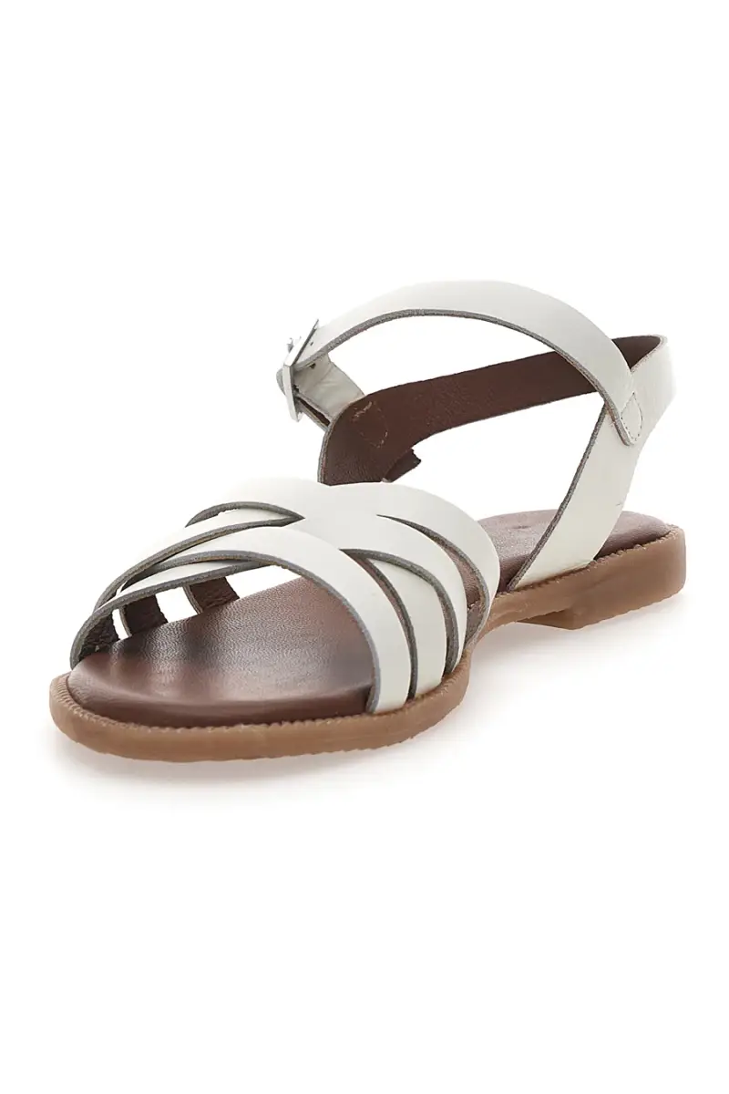 Sandali in vera pelle intrecciati con cinturino alla caviglia Pittarello Sun DS02 [BIANCO] miniatura 4