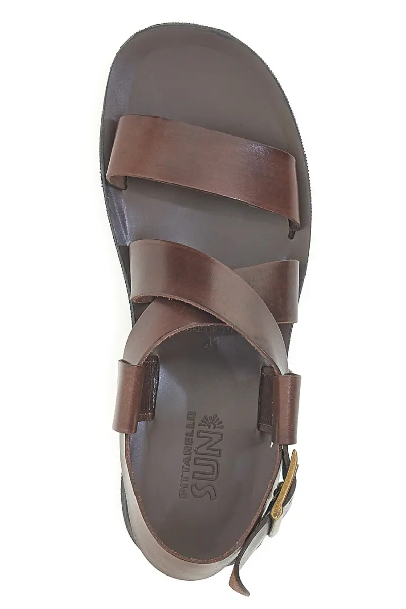 Sandali marroni in vera pelle intrecciati Made in Italy Pittarello Sun 4412 [TESTA DI MORO] miniatura 3