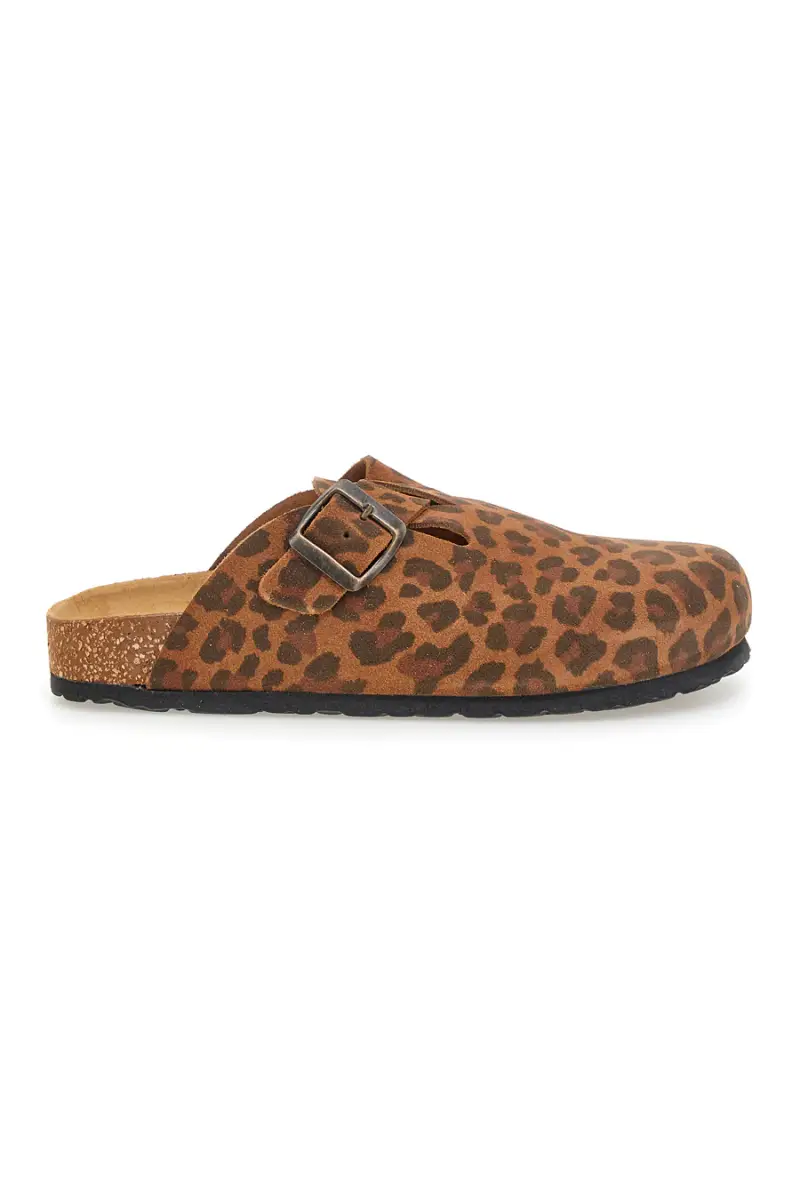 Ciabatte animalier con fibbia in vera pelle Tierra 335A013PR [ANIMALIER]