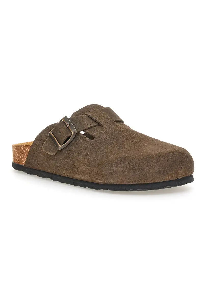 Ciabatte marrone scuro con fibbia in vera pelle PittarelloTierra 335A013PR [MARRONE] miniatura 3