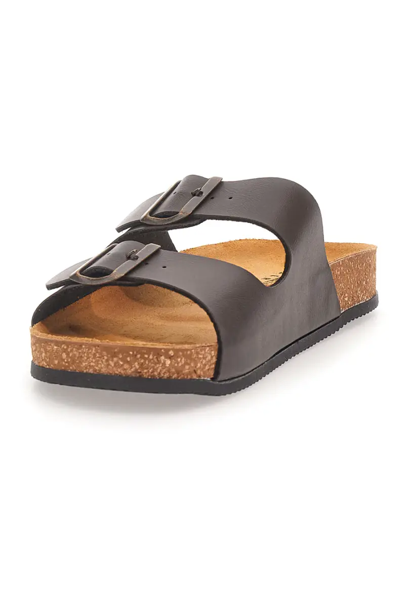 Ciabatte marroni con doppia fibbia e sottopiede in pelle Made in Italy Pittarello Tierra 335A2177SR [TESTA DI MORO] miniatura 5