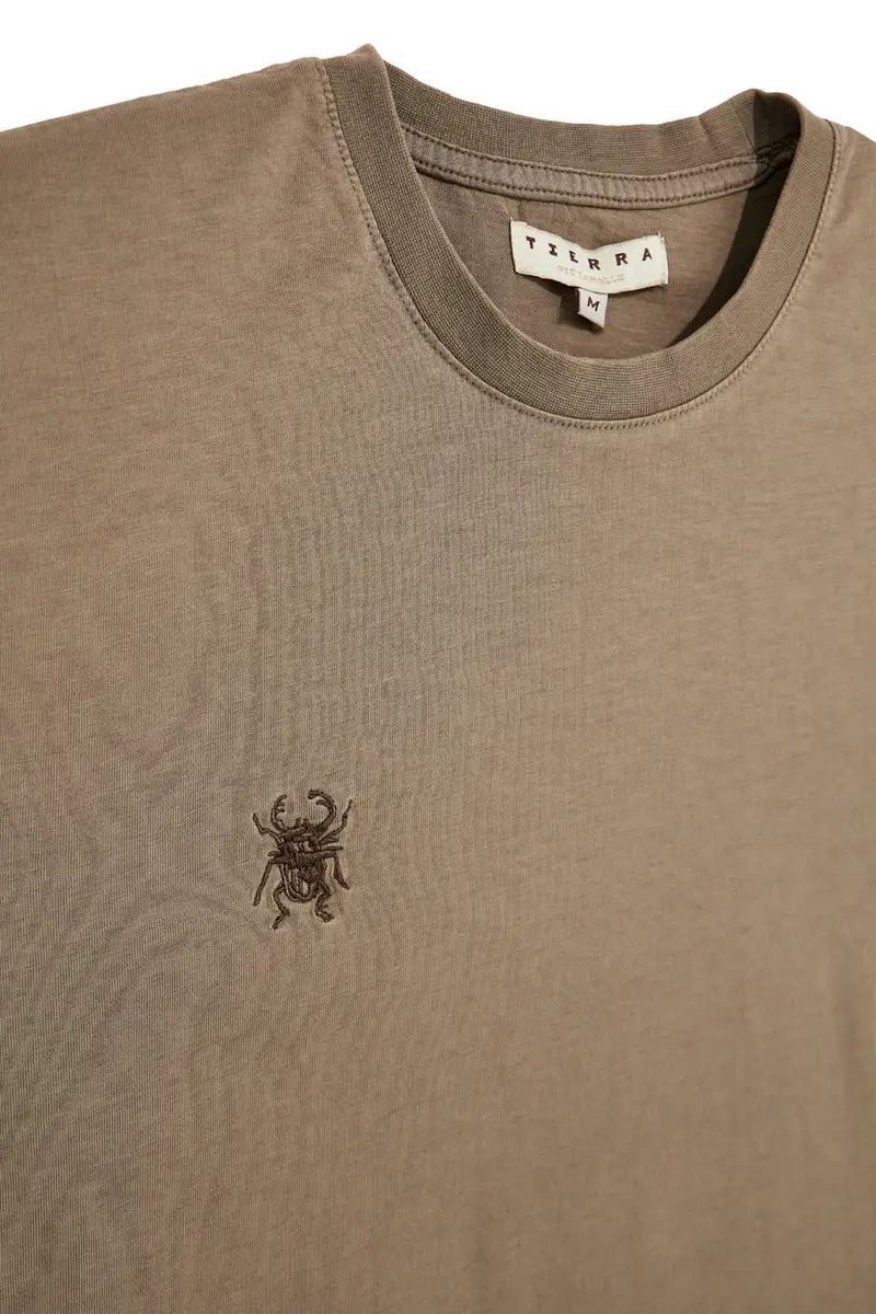 T-shirt marrone girocollo tinta unita logo ricamato Pittarello tierra PT-T-9068 [MARRONE] miniatura 2