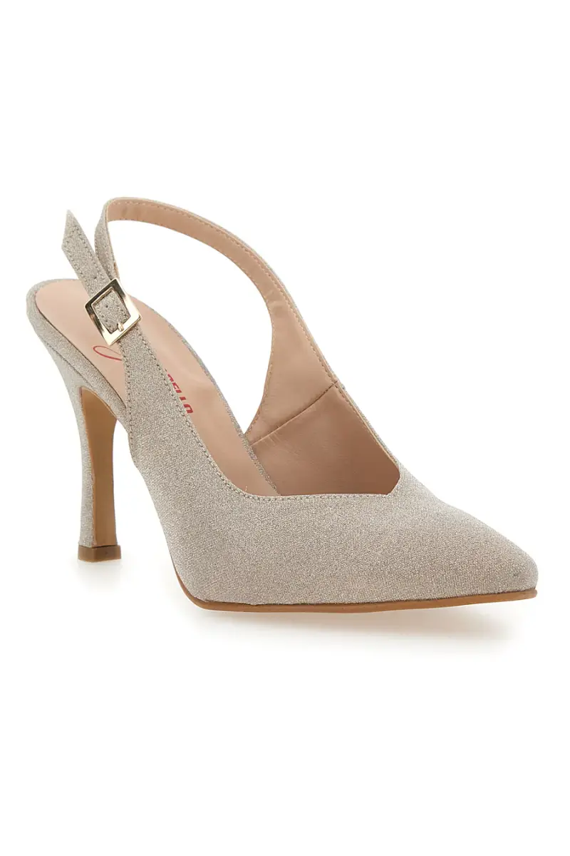 Décolleté Slingback Platino Con Glitter Pittarello Vogue 487 [PLATINO] miniatura 2