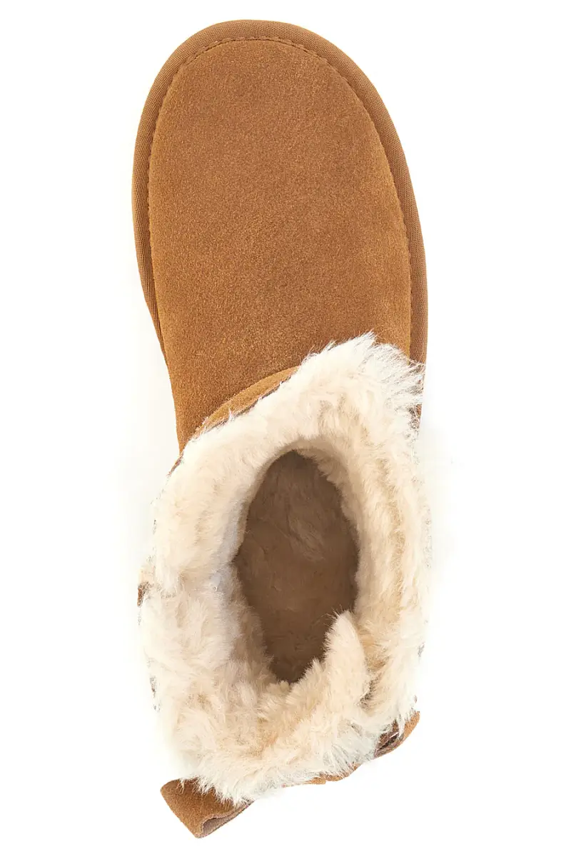 Stivaletti cammello in pelle con bordo in pelo e fiocchi decorativi stile pantofola Pittarello wow 18175 [CAMEL] miniatura 3