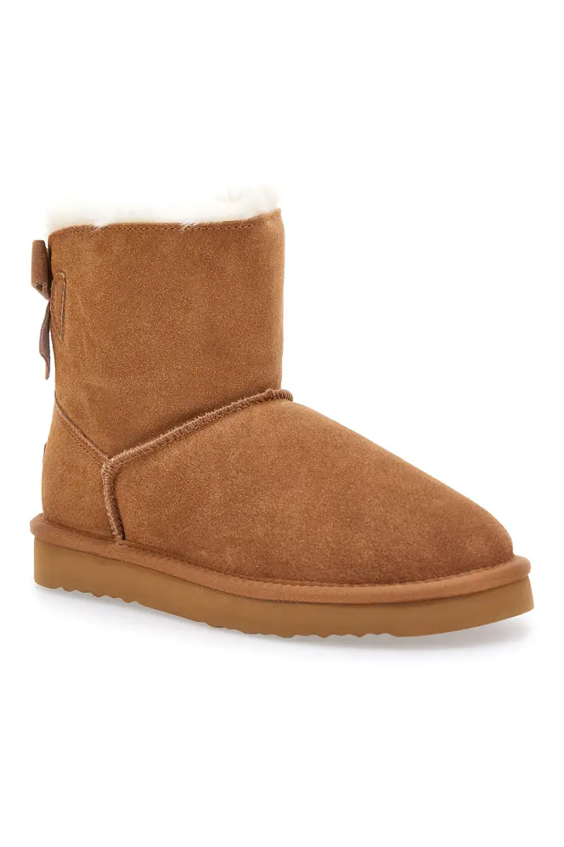 Stivaletti cammello in pelle con bordo in pelo e fiocchi decorativi stile pantofola Pittarello wow 18175 [CAMEL] miniatura 2