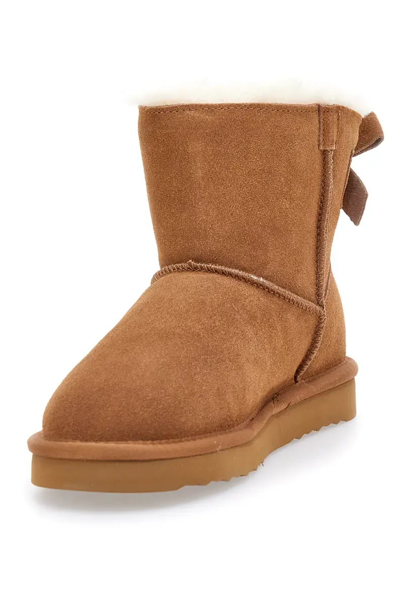 Stivaletti cammello in pelle con bordo in pelo e fiocchi decorativi stile pantofola Pittarello wow 18175 [CAMEL] miniatura 4