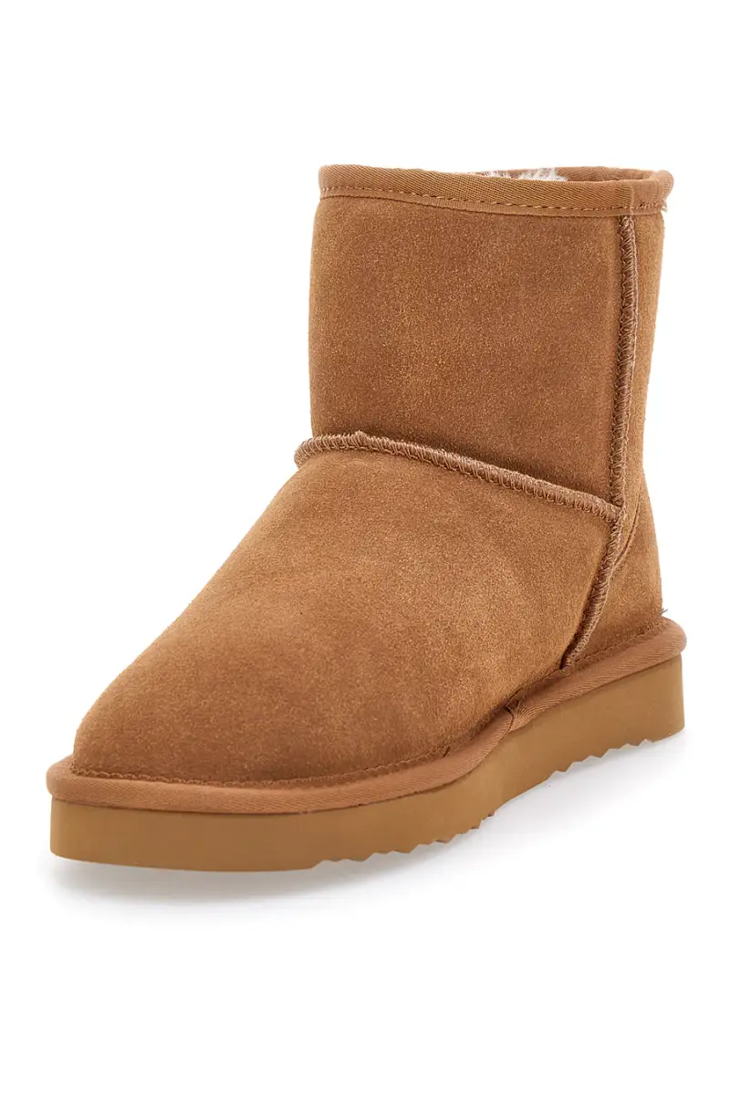 Stivaletti cammello in vera pelle con pelo interno stile pantofola Pittarello wow 3551 [CAMEL] miniatura 4