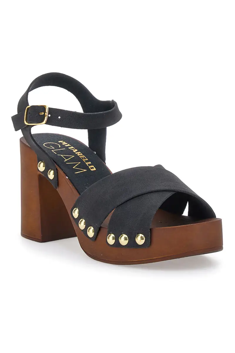 Zoccoli Sandali Neri Con Tacco 9 Cm Pittarello 8507 [NERO] miniatura 2