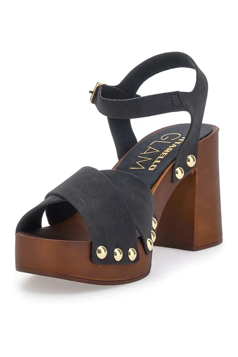 Zoccoli Sandali Neri Con Tacco 9 Cm Pittarello 8507 [NERO] miniatura 3