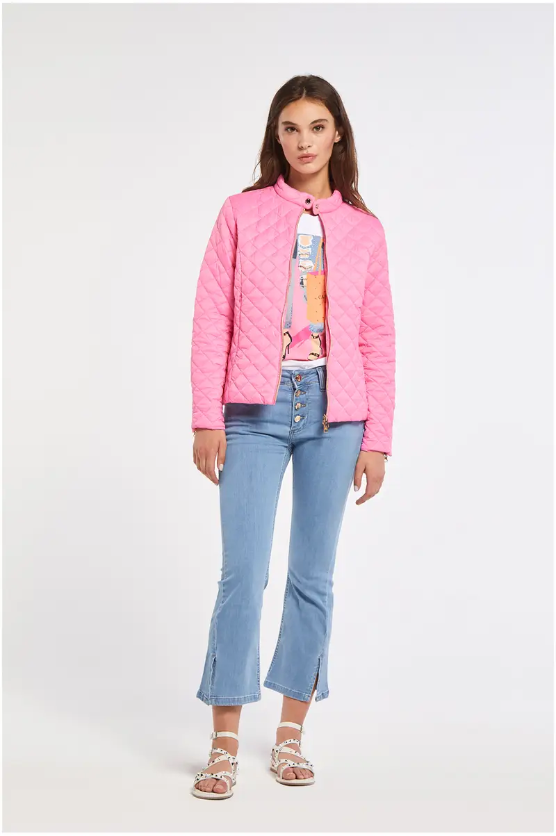 piumino con trapuntatura a rombi bubble gum 40