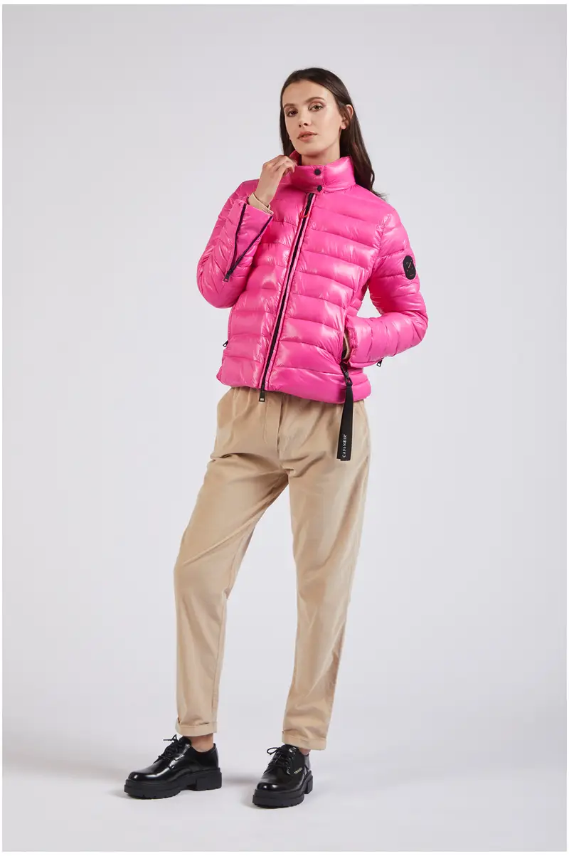 piumino corto tessuto lucido bubble gum 40