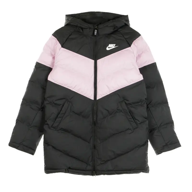 Piumino Lungo Bambino Sportswear Fill Long Jacket Black/lt Arctic Pink/black/white