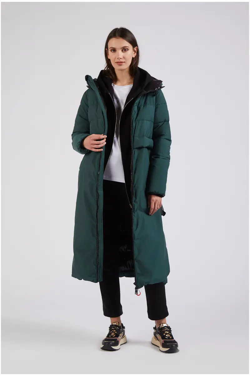 piumino lungo con zip laterali bottiglia 40