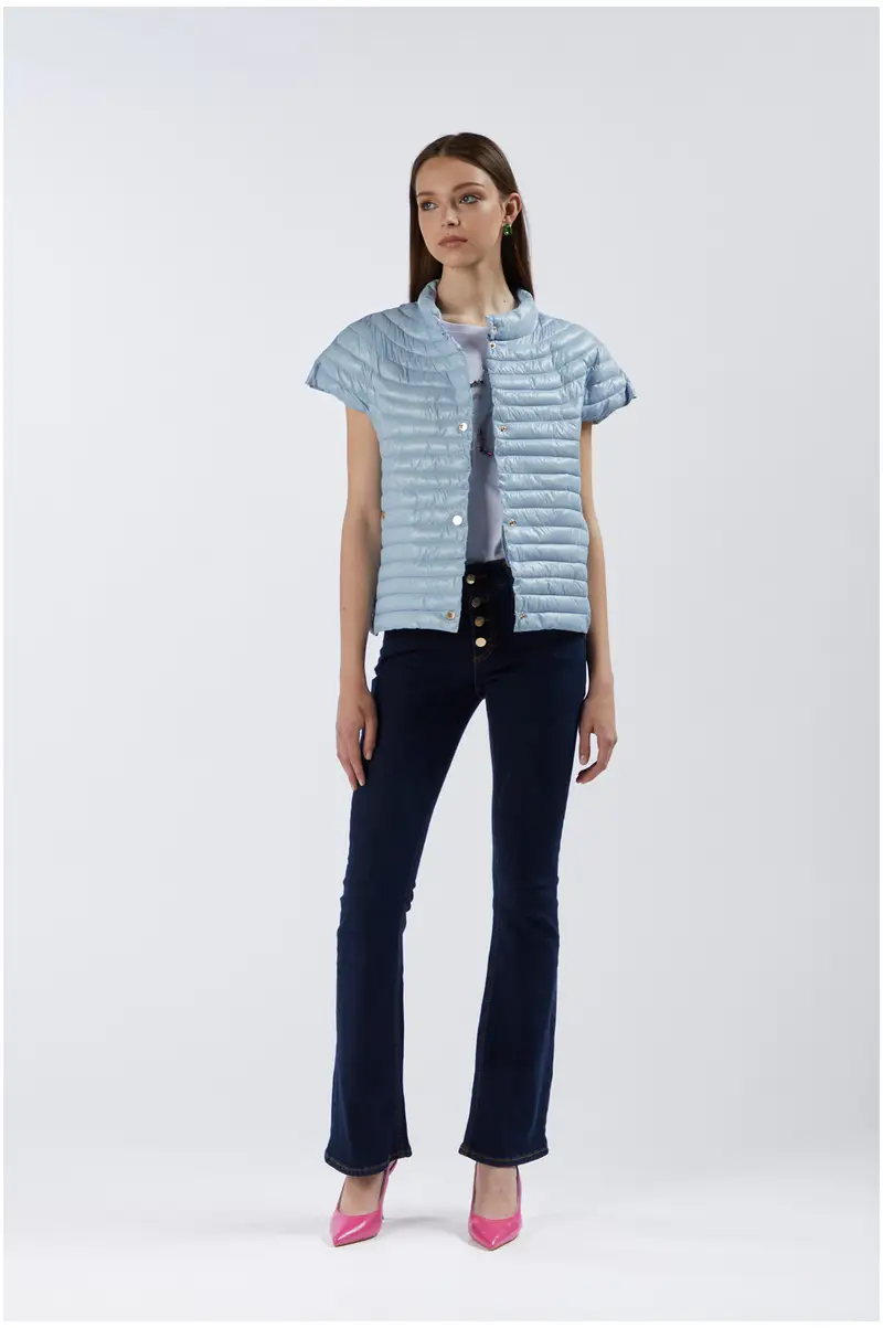 piumino primaverile con manica ad aletta celeste 38