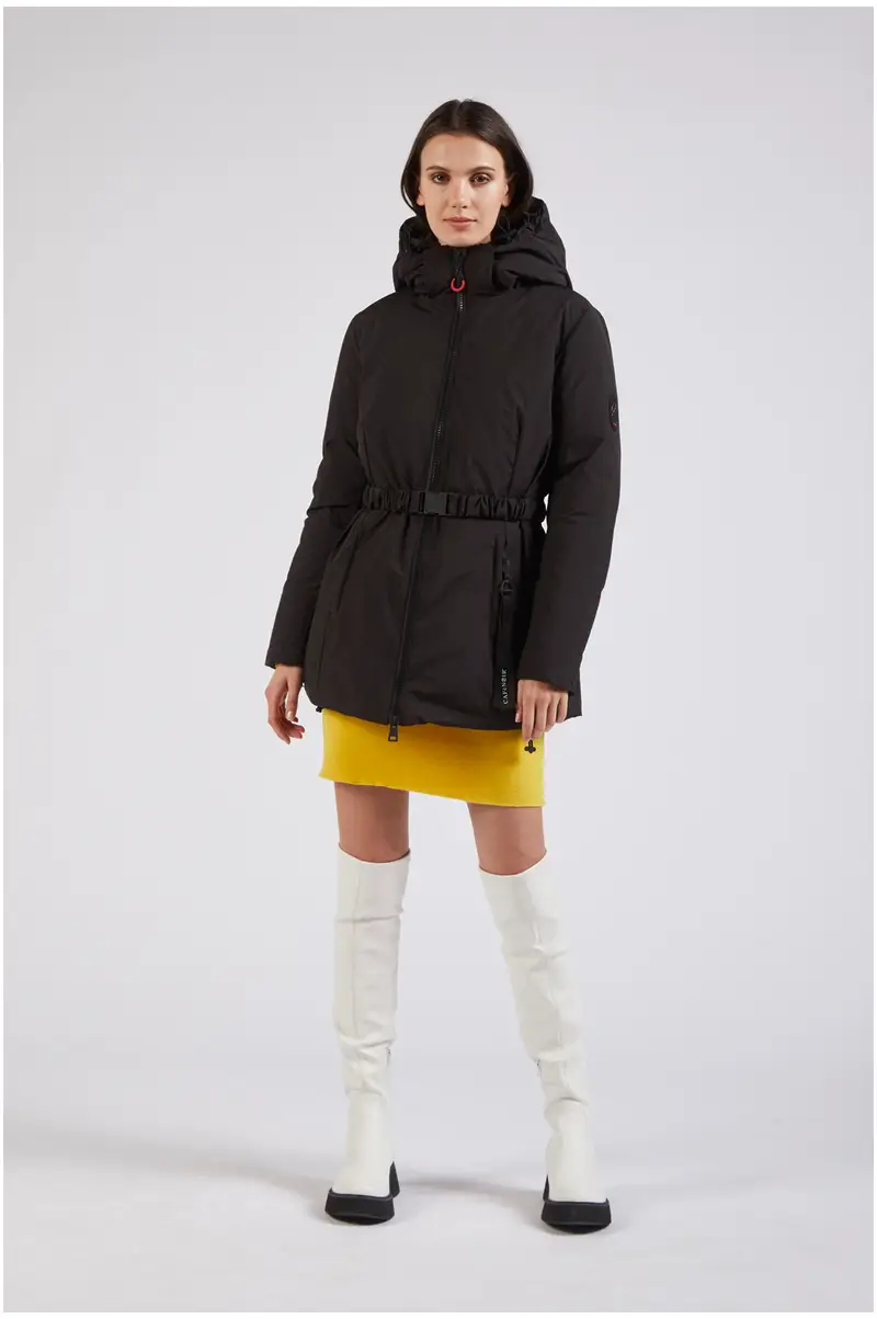 piumino tessuto opaco con cintura elastica nero 42