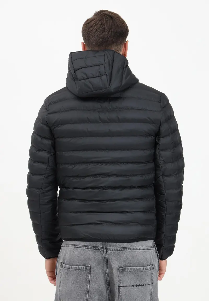 Piumino trapuntato nero da uomo con logo miniatura 2