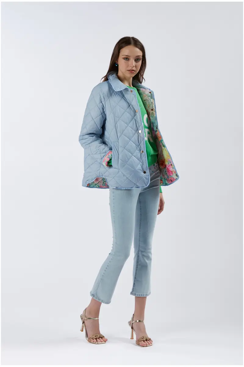 piumino trapuntato reversibile celeste 40