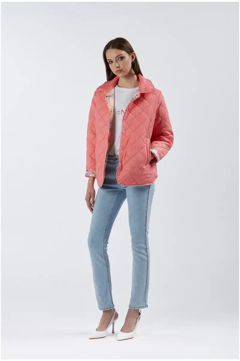 piumino trapuntato reversibile corallo 38