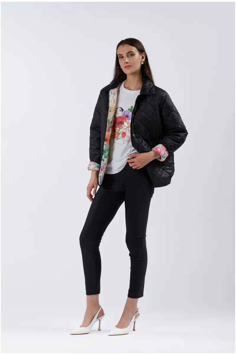 piumino trapuntato reversibile nero 42