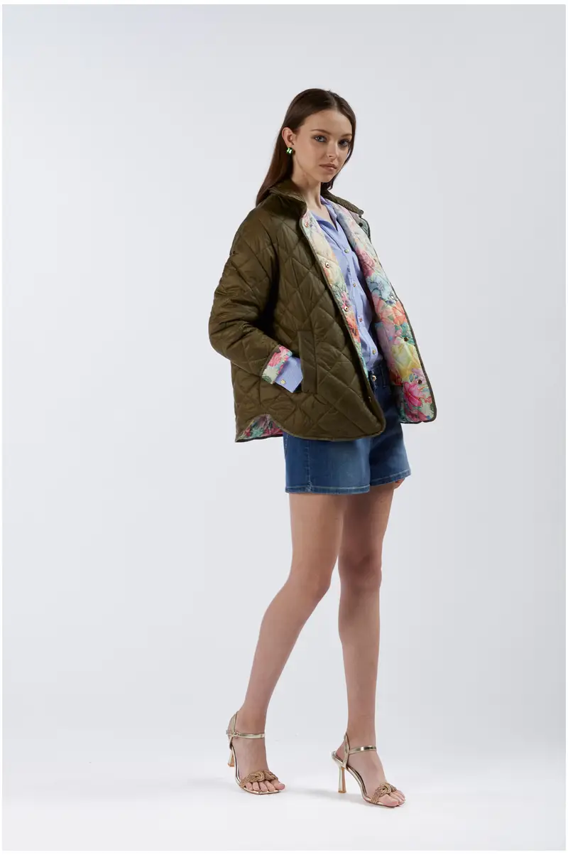 piumino trapuntato reversibile oliva