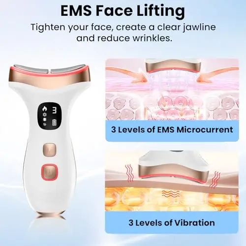 PKBD Massaggiatore Viso Lifting Elettrico Antirughe: Dispositivo di Bellezza a 15℃ del Freddo e 45℃ Terapia del Caldo miniatura 3