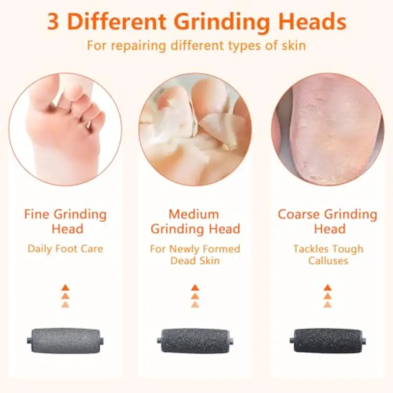 PKBD Pedicure Elettrico Professionale Piedi, Strumenti per la cura dei Piedi e Kit di Accessori, 3 Velocità, Impermeabile, Super Lunga Durata Della Batteria, Professionale Esfoliante, Rosa miniatura 3