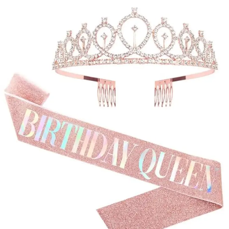 PLABBDPL 2 Pezzi Compleanno Corona Compleanno Fascia Set, Compleanno Corona Fascia Donne Compleanno Regina Fascia Tiara