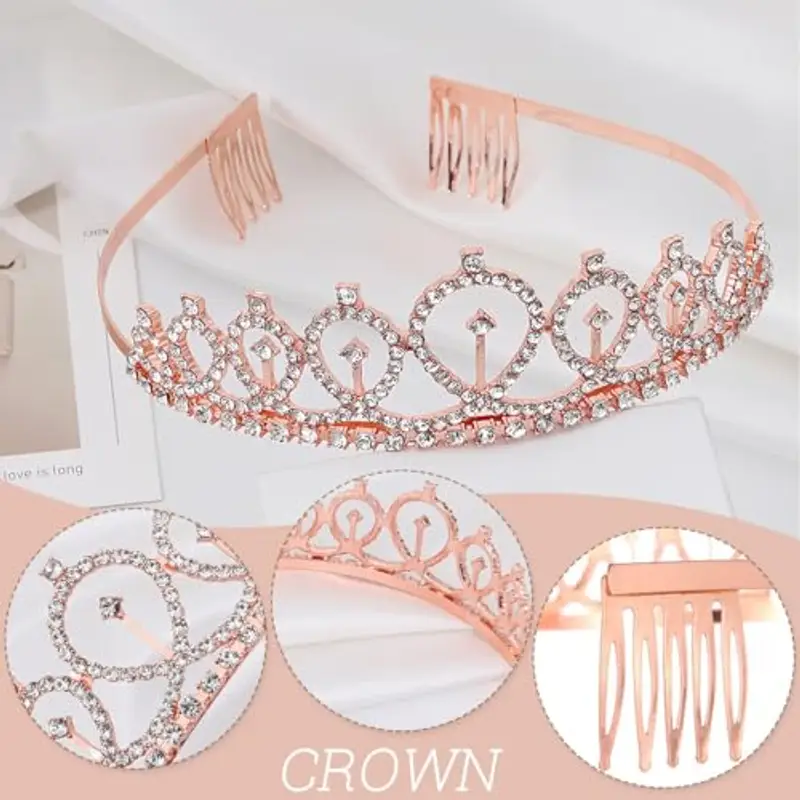 PLABBDPL 2 Pezzi Compleanno Corona Compleanno Fascia Set, Compleanno Corona Fascia Donne Compleanno Regina Fascia Tiara miniatura 2