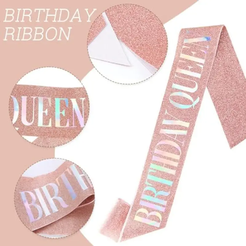 PLABBDPL 2 Pezzi Compleanno Corona Compleanno Fascia Set, Compleanno Corona Fascia Donne Compleanno Regina Fascia Tiara miniatura 3